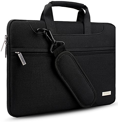 HSEOK Bolso Bandolera/Maletín para Portátil 15"-16", Funda Protectora Laptop Sleeve Dura y Impermeable para 15" 16" MacBook Pro, 15"-15,6"-16" HP ASUS Acer Lenovo DELL Notebook, Negro