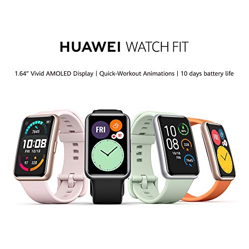 HUAWEI Watch FIT - Smartwatch con Cuerpo de Metal, Pantalla AMOLED de 1,64”, hasta 10 días de batería, 96 Modos de Entrenamiento, GPS Incorporado, 5ATM, Color Negro