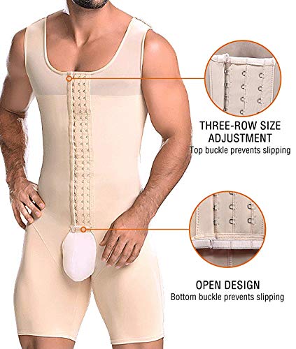 HuntDream Fajas para Hombre Body de Control de Barriga Adelgazamiento Compresión Body Shaper Fajas Faja Camisetas Interiores Muslos Entrepierna Abierta