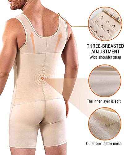 HuntDream Fajas para Hombre Body de Control de Barriga Adelgazamiento Compresión Body Shaper Fajas Faja Camisetas Interiores Muslos Entrepierna Abierta