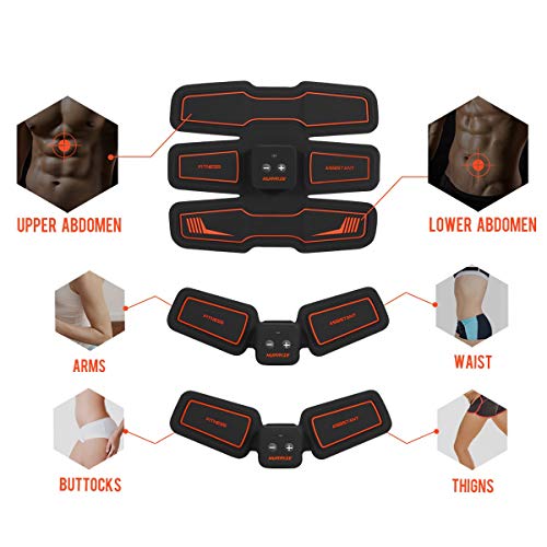 HURRISE EMS Electroestimulador Muscular Abdominales Cinturón, Entrenador de Abdominales Cinturón tonificador del Abdomen/Cintura/Pierna/Brazo 6 Modos