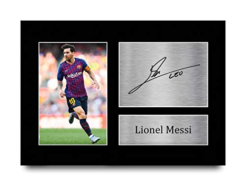 HWC Trading Lionel Messi A4 Sin Marco Regalo De Visualización De Fotos De Impresión De Imagen Impresa Autógrafo Firmado por Barcelona Los Aficionados Al Fútbol