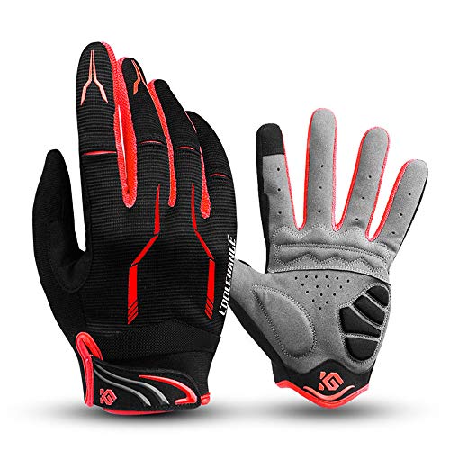 I Kua Fly Guantes Ciclismo Antideslizante Pantalla Táctil Guantes MTB para Hombre Mujer Gel Almohadilla Guantes de Bicicleta MTB Bici (Rojo, XL)