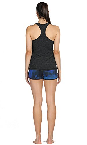 icyzone Camiseta de Fitness Deportiva de Tirantes para Mujer, Pack de 3 (M, Negro/Granito/Verde)