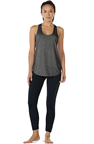 icyzone Camiseta sin Mangas de Fitness para Mujer Chaleco Deportivo, Pack de 2 (M, Carboncillo/Rosado)