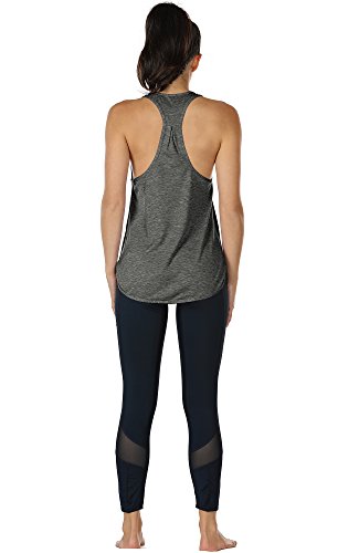 icyzone Camiseta sin Mangas de Fitness para Mujer Chaleco Deportivo, Pack de 2 (M, Carboncillo/Rosado)