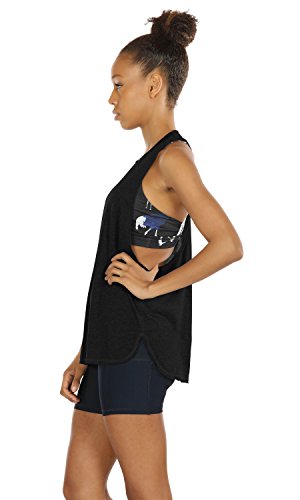 icyzone Sueltas y Ocio Camiseta sin Mangas Camiseta de Fitness Deportiva de Tirantes para Mujer (S, Negro)