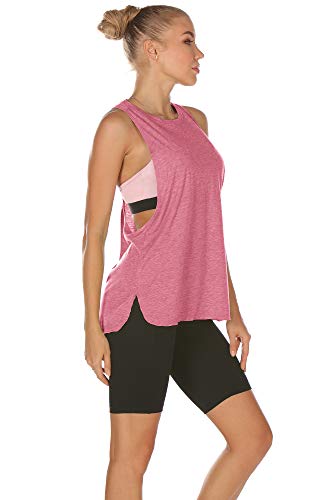 icyzone Sueltas y Ocio Camiseta sin Mangas Camiseta de Fitness Deportiva de Tirantes para Mujer(Paquete de 3) (M, Ejercito Verde/Carboncillo/Rosado)