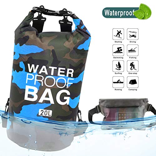 Idefair Bolsa Seca Impermeable, Mochila Seca Flotante Bolsa de Playa Saco seco liviano para la Playa, Paseos en Bote, Pesca, Kayak, natación, Rafting, Camping10L 20L 41L