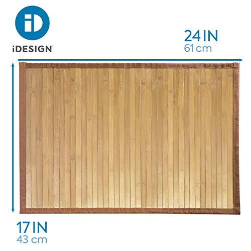 iDesign Alfombra antideslizante, alfombra de madera de bambú de tamaño pequeño, alfombrilla de baño, cocina y pasillo repelente al agua, marrón claro