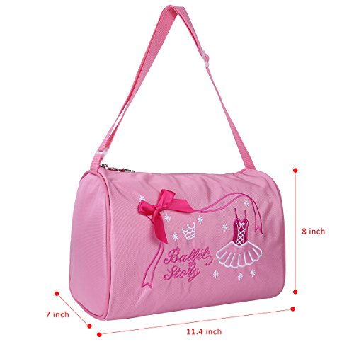 IEFIEL Bolsa de Ballet Danza Deportes para Niña Tote Bolsa Bandolera Infantil Personalizada Bordada Princesa Niña Rosa Talla Única