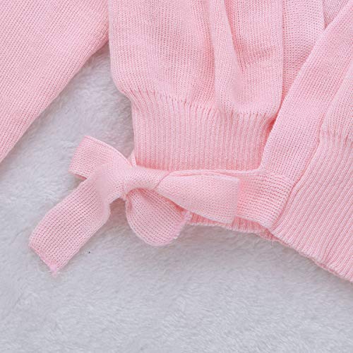 IEFIEL Cárdigan de Punto Capas Chaquetas Cortos Elegantes para Princesa Vestido Ballet Danza Otoño Bolero Infantil Rosa 9-10 años