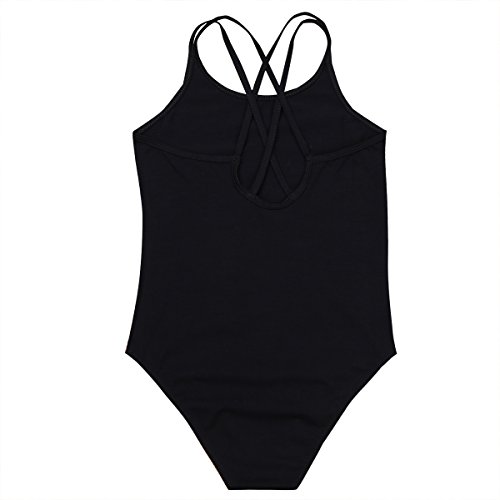 IEFIEL Maillot Ballet Niña sin Manga Maillot Gimnasia Ritmica Maillot de Danza Gimnasia mono Leotardo Clásico Elástico de Algodón para Niñas (3-14 Años) Negro 10-12 años