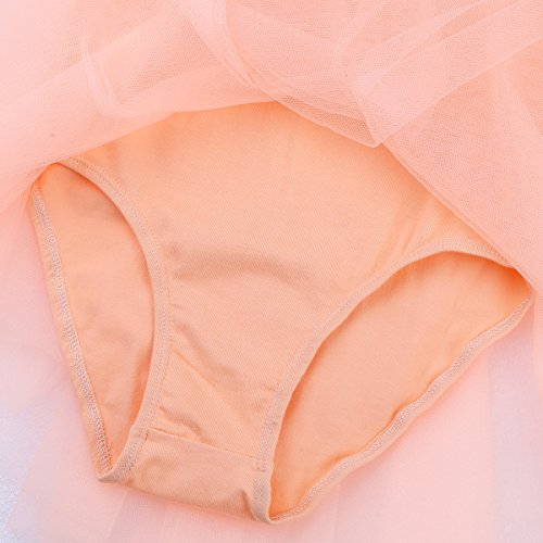 IEFIEL Maillot Tul Tutú Falda Vestido de Ballet Danza con Lentejuelas para (2-12 Años) Niña Naranja A 10-12 años