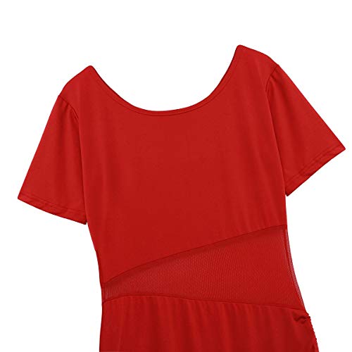 IEFIEL Vestido de Baile Latino para Niñas Traje de Latin Sevillana Tango Rumba Profesional Dsifraz Bailarina Fiesta Actuacion Empalme Vestido Flecos Borlas Flor Flanmenca Rojo 8-10 Años