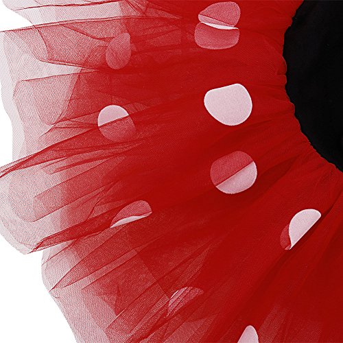 IEFIEL Vestido Maillot de Ballet Danza para Niña Disfraz Bailarina Tutú Lunares Vestido de Princesa Fiesta Boda Cumpleaños con Diadema 1-8 Años Rojo 2 años