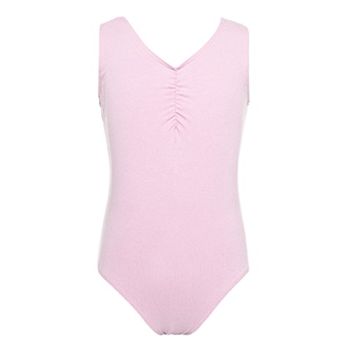 iiniim Vestido de Danza Maillot Ballet Niña Baile Tutú Princesa Leotardo Algodón Gimnasia Clásico sin Mangas con Falda Gasa Elegante Dancewear para Actuación Chica Muchacha Rosa 7-8 años