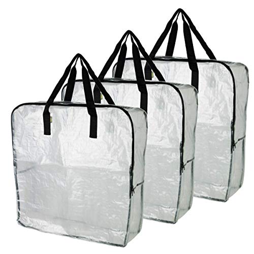 IKEA DIMPA 3 bolsas de almacenamiento extragrandes, transparentes y resistentes, para protección contra la humedad