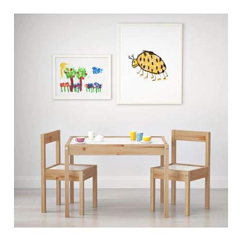 Ikea LATT-Mesa Infantil con 2 sillas, Color Blanco, Pino, Beige, Table with 2 Chairs