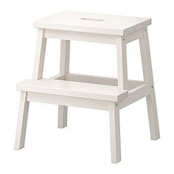 Ikea Tritthocker in weiß aus Massivholz Bekväm-Taburete de Madera Maciza, Color Blanco, 50 cm