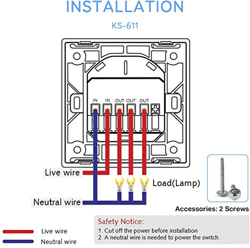 Interruptor Luz WiFi, Maxcio Interruptor Inteligente 1 Gang Compatible con Alexa, Google Home, Control de APP y Función de Temporizador, Neutral Requerido