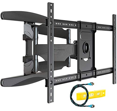 Invision Soporte de TV Pared para 37-70 Pulgadas Pantallas - Super Fuerte, Inclinable y Giratorio Doble Brazo - Máx VESA 600x400mm - Peso Máx 50 kg - Cable HDMI Y Nivel de Burbuja Incluidos (HDTV-DXL)