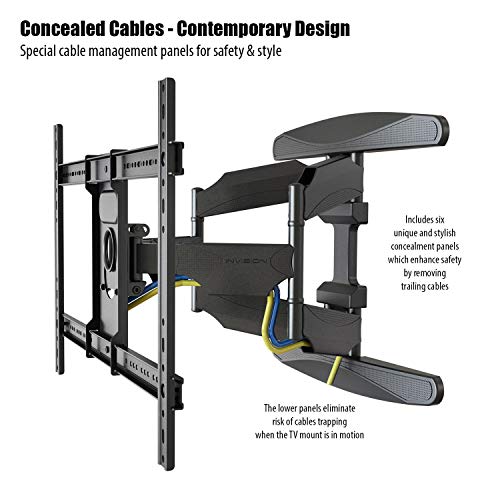 Invision Soporte de TV Pared para 37-70 Pulgadas Pantallas - Super Fuerte, Inclinable y Giratorio Doble Brazo - Máx VESA 600x400mm - Peso Máx 50 kg - Cable HDMI Y Nivel de Burbuja Incluidos (HDTV-DXL)