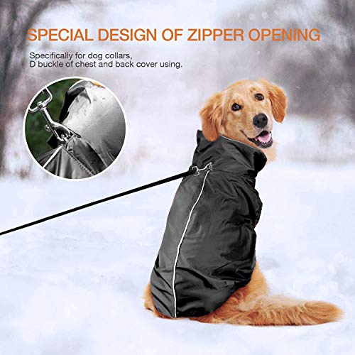 IREENUO Chaqueta 100% Impermeable para Mascotas Perros Abrigos de Invierno cálido Negro-L