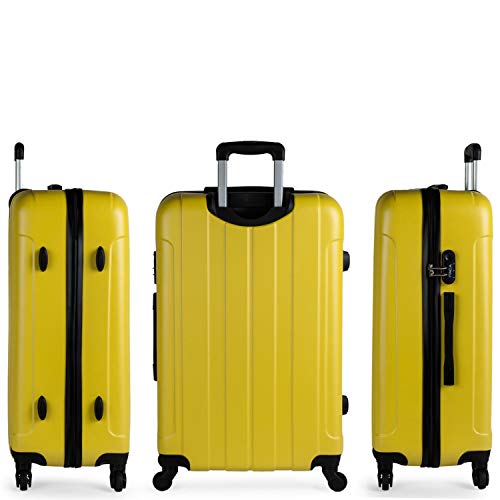 ITACA - Maleta de Viaje Grande XL rígida 4 Ruedas Trolley 73 cm de abs Lisa. cómoda y Ligera. Calidad diseño Gran Capacidad. Estilo y Marca. 771170, Color Amarillo