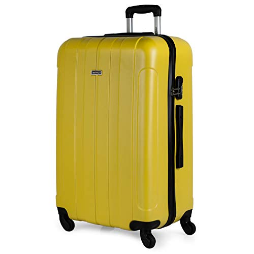 ITACA - Maleta de Viaje Grande XL rígida 4 Ruedas Trolley 73 cm de abs Lisa. cómoda y Ligera. Calidad diseño Gran Capacidad. Estilo y Marca. 771170, Color Amarillo