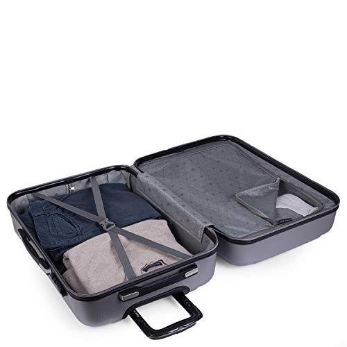 Itaca Tiber, Maleta de Viaje Corto Rígida con 4 Ruedas Trolley, Cabina 55 cm, 35 liters, Plata