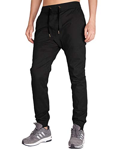 ITALY MORN Pantalones Negro Joggers Hombre Slim Fit XL Negro