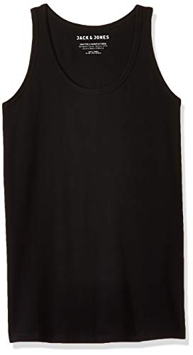 Jack & Jones Basic Tank Top - Camiseta de tirantes con cuello redondo sin mangas para hombre, Negro (Black C-N10), Large