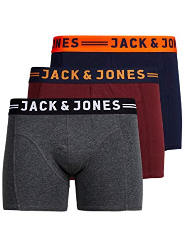 JACK & JONES JACLICHFIELD TRUNKS 3 PACK, Bóxer Hombre, Multicolor (Burgundy), Medium