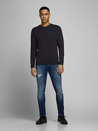 Jack & Jones Jjebasic Knit V-Neck Noos suéter, Negro (Black Black), Medium para Hombre