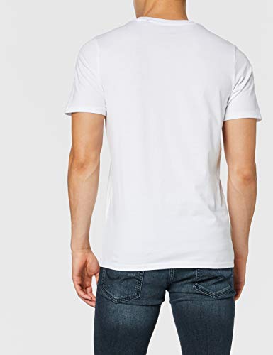 Jack & Jones Jjecorp Logo tee SS Crew Neck Noos Camiseta, Blanco (White Detail: Slim Fit), Large para Hombre