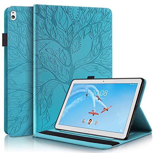 Jajacase Funda para Lenovo Tab M10 / M10 HD 10.1 2018, X505L/F X605L/F Tableta Cubierta - Folio Libro Wallet Case Flip Cover Estuche Protector Carcasa con Soporte,Cuero PU Silicona,Azul Claro