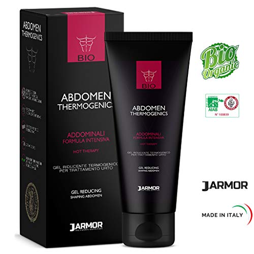 J.ARMOR ABDOMEN Crema Gel Hombre Mujer | Quemador de grasa termogénico | Adelgazante | Celulita | Biológico Carnitina Cafeína Algas bioactivas | Definición de músculo y abdomen. 200ml Hecho en Italia