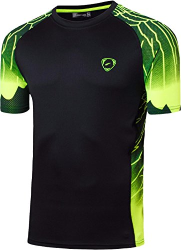 jeansian Hombres Deportes Wicking Quick Dry Respirable Corriente Training tee T-Shirt Sport Tops LSL229 Black S