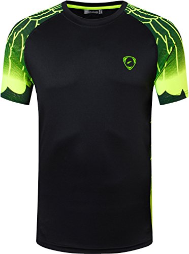 jeansian Hombres Deportes Wicking Quick Dry Respirable Corriente Training tee T-Shirt Sport Tops LSL229 Black S