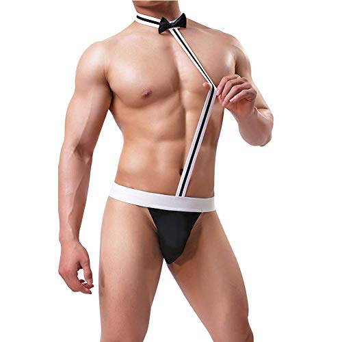 JFAN Hombre Sexy Pantalones Ropa Interior Hombre Sexy Corbata de Lazo Calzoncillos Bolsa Tanga Camarero Cosplay Ropa Interior Lenceria para Hombre