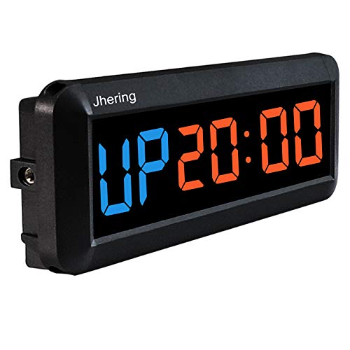 Jhering Temporizador de Gimnasio de Intervalo Cronómetro Led Programable Tabata EMOM MMA Reloj de Conteo Ascendente/Descendente con Control Remoto IR (Azul/Rojo)