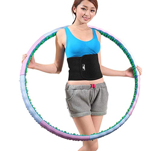 JINQI 108Cm Adult Fitness Hula Hoop Yoga Aro Magnético 8 Segmentos Anillo De Ejercicio Desmontable Círculo para Principiantes Equipo De Ejercicio para Adelgazar （con Almohadilla Lumbar）