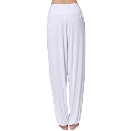 JLTPH Mujer Pantalones de Yoga Anchos Sólido Color Largos Baggy Pantalones Elásticos Fitness Algodón Modal Harem Danza Deportivo Pantalón Polainas