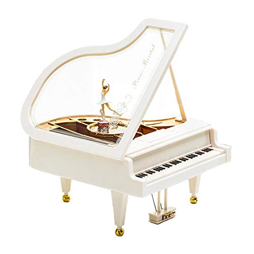 Joojun Caja de música de Piano con muñeca de Bailarina de Ballet giratoria, decoración de la habitación del hogar Adorno de Juguete Musical Estuche de música para Regalo de niña para niños