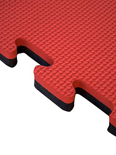 JOWY Lote 4 Unidades Esterilla Goma Espuma Tatami Puzzle | Tatami Suelo Gimnasio Ideal Artes Marciales 1 m x 1 m x 2,5 cm Rojo/Negro