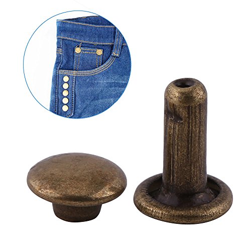 Juego de 100 remaches de doble tapa para decoración de reparaciones de artesanía de cuero, kit de tachuelas de metal tubulares de remache de doble tapa de para bricolaje, bolsas, reparación de zapatos