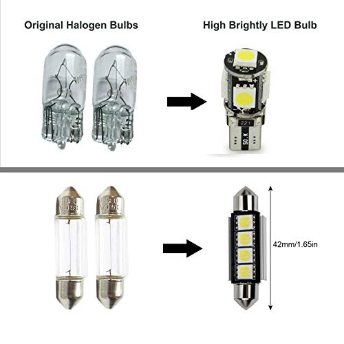 Justech Kit de Bombillas LED Luz de Coche Interior Para el Interior del Automóvil Mapa de la Cúpula Puerta Placa de Cortesía Luces Festón C5W T10 168 194 2825 Xenón Blanco