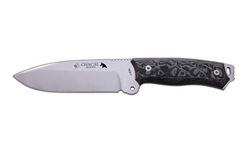 JV CDA Cuchillo CHACAL MAKRO Micarta Negra Funda de Cordura + Tarjeta Multiusos de Regalo