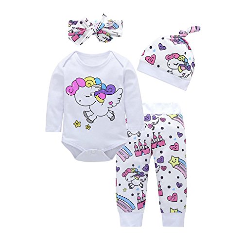 K-youth Conjuntos Bebe Niña Navidad Estampado Animal Body Bebe Manga Larga Monos Mameluco Ropa Bebe Recien Nacido Niño Invierno Tops + Pantalones + Sombrero + Venda de Pelo (Rosa, 0-6 Meses)